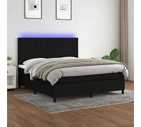 Owoxanthellate Lit à sommier tapissier avec matelas, 160 x 200 cm, noir, tête de lit réglable en hauteur, changement de couleur, ressorts ensachés, paradis pour chambre à coucher, chambre d'amis