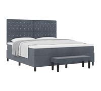 Owoxanthellate Lit à sommier tapissier avec matelas - 180 x 200 cm - Gris foncé - Tête de lit en velours - Design moderne - Double robuste - Pour chambre à coucher et chambre d'amis