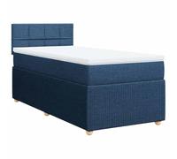 Owoxanthellate Lit à sommier tapissier, avec matelas, bleu, 100 x 200 cm, lit simple, en tissu, tête de lit, ressorts ensachés, résistance moyenne, surmatelas lavable, ergonomique, pour chambre