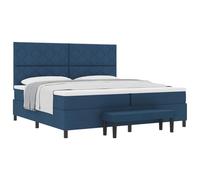 Owoxanthellate Lit à sommier tapissier avec matelas - Bleu - 200 x 200 cm - Housse en tissu - Cadre en bois - Tête de lit réglable en hauteur - Aspect moderne - Construction durable - Pour chambre à