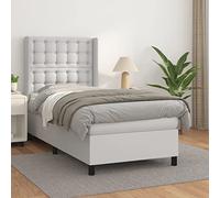 Owoxanthellate Lit à sommier tapissier, blanc, 100 x 200 cm, en cuir synthétique, avec tête de lit réglable, matelas à ressorts ensachés, soutien mi-dur, moderne, pour chambre à coucher, chambre