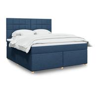 Owoxanthellate Lit à sommier tapissier, bleu, 180 x 200 cm, avec matelas et surmatelas, ressorts ensachés, résistance moyenne, tête de lit réglable en hauteur en polyester résistant, pour chambre à