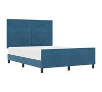 Owoxanthellate Lit à sommier tapissier bleu foncé avec tête de lit, 140 x 200 cm, en velours, cadre en pin réglable, robuste, durable, design moderne, pour chambre à coucher, appartement