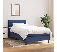 Owoxanthellate Lit à sommier tapissier - Bleu - Lit simple avec matelas et surmatelas - 90 x 200 cm - Tête de lit réglable en hauteur - Housse en tissu confortable - Pour chambre à coucher, chambre