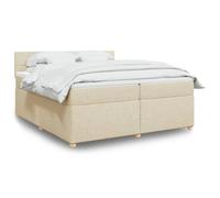 Owoxanthellate Lit à sommier tapissier crème 200 x 200 cm avec 2 matelas à ressorts ensachés et surmatelas, cadre en pin massif, design classique pour chambre à coucher et chambre d'amis