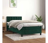 Owoxanthellate Lit à sommier tapissier en velours, 90 x 200 cm, vert foncé, tête de lit réglable, simple, avec matelas à ressorts ensachés et surmatelas, pour chambre à coucher, chambre d'adolescent
