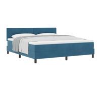 Owoxanthellate Lit à sommier tapissier en velours, bleu foncé, 180 x 200 cm, avec matelas et surmatelas, tête de lit réglable en hauteur, cadre en bois robuste, design moderne pour chambre à coucher