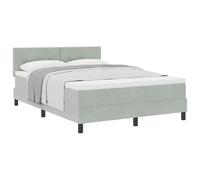 Owoxanthellate Lit à sommier tapissier en velours, gris clair, 160 x 200 cm, avec matelas et surmatelas, tête de lit réglable en hauteur, design moderne, lit double, avec sommier à lattes, pour