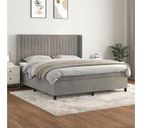 Owoxanthellate Lit à sommier tapissier en velours, gris clair, 180 x 200 cm, avec tête de lit réglable, matelas à ressorts ensachés et surmatelas, lit double peu encombrant pour chambre à coucher