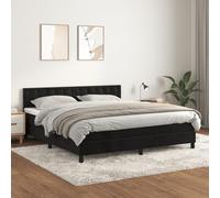 Owoxanthellate Lit à sommier tapissier en velours noir 160 x 200 cm, complet, avec matelas à ressorts ensachés et surmatelas, tête de lit réglable en hauteur, lit double de luxe, pour chambre à