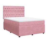 Owoxanthellate Lit à sommier tapissier en velours rose, 160 x 200 cm, avec matelas et surmatelas, tête de lit réglable en hauteur, lit double, design moderne pour chambre à coucher et chambre d'amis