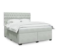 Owoxanthellate Lit à sommier tapissier gris clair 180 x 200 cm en velours avec éclairage LED, tête de lit réglable en hauteur, matelas à ressorts ensachés, élégant lit double pour chambre à coucher et