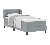 Owoxanthellate Lit à sommier tapissier - Gris clair - 80 x 200 cm - Avec matelas et surmatelas - Design moderne - Cadre en bois robuste - Tête de lit réglable en hauteur - Pour chambre simple, chambre
