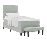 Owoxanthellate Lit à sommier tapissier, gris clair, 80 x 200 cm, en velours, avec matelas et tête de lit, design moderne, robuste et durable, pour chambre à coucher, chambre d'amis et chambre