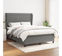 Owoxanthellate Lit à sommier tapissier, gris foncé, 140 x 190 cm, avec tête de lit et matelas, 193 x 147 x 118/128 cm, tissu en bois de mélèze massif, design moderne pour chambre à coucher, chambre