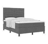 Owoxanthellate Lit à sommier tapissier, gris foncé, 140 x 200 cm, avec matelas et surmatelas, tissu moderne, cadre en bois massif, hauteur réglable, tête de lit, robuste, pour chambre à coucher et