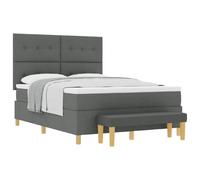 Owoxanthellate Lit à sommier tapissier gris foncé 140 x 200 cm avec matelas et tête de lit en tissu bois - Design moderne - Robuste et durable - Pour chambre à coucher et chambre d'amis