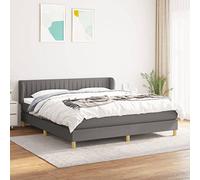 Owoxanthellate Lit à sommier tapissier, gris foncé, 180 x 200 cm, complet, avec matelas à ressorts ensachés et surmatelas, design moderne, tête de lit réglable en hauteur, pour chambre à coucher