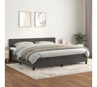 Owoxanthellate Lit à sommier tapissier, gris foncé, 200 x 200 cm, avec tête réglable, matelas à ressorts ensachés, housse en velours, soutien moyennement dur, design moderne, pour chambre à coucher