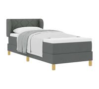 Owoxanthellate Lit à sommier tapissier, gris foncé, 80 x 200 cm, avec matelas et surmatelas en tissu, cadre en bois, tête de lit réglable, durable, simple pour chambre à coucher, chambre d'adolescent