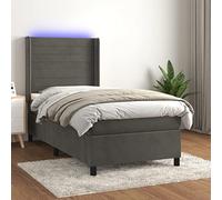 Owoxanthellate Lit à sommier tapissier gris foncé, 90 x 190 cm, aspect velours, avec matelas de rêve LED et tête de lit réglable en hauteur, design moderne, pour chambre d'adolescent et d'amis