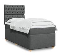 Owoxanthellate Lit à sommier tapissier gris foncé 90 x 200 cm avec lampes LED enfichables - Tête de lit réglable en hauteur et matelas à ressorts ensachés - Design moderne pour chambre d'amis, chambre