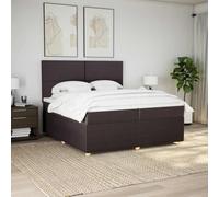 Owoxanthellate Lit à sommier tapissier marron foncé 200 x 200 cm avec matelas, ressorts ensachés, éclairage LED, tête de lit réglable en hauteur, lit rembourré moderne pour chambre à coucher, chambre