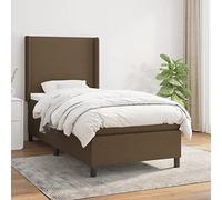 Owoxanthellate Lit à sommier tapissier, marron foncé, 90 x 190 cm, avec matelas et surmatelas, lit simple de qualité supérieure en tissu et bois de mélèze, tête de lit réglable en hauteur pour chambre