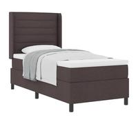 Owoxanthellate Lit à sommier tapissier, marron foncé, 90 x 200 cm, avec matelas et surmatelas, tête de lit réglable en hauteur, design moderne, cadre en bois, housse en tissu pour chambre simple
