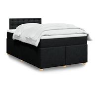 Owoxanthellate Lit à sommier tapissier noir 120 x 200 cm avec matelas à ressorts ensachés et surmatelas, cadre en bois massif, tissu robuste, design moderne pour chambre à coucher, chambre