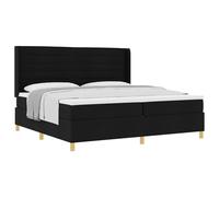 Owoxanthellate Lit à sommier tapissier noir 200 x 200 cm avec matelas, tête de lit réglable en hauteur, cadre en bois, pieds dorés, moderne, tissu, pour chambre à coucher, chambre d'amis, suite
