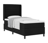 Owoxanthellate Lit à sommier tapissier noir 90 x 190 cm avec matelas en tissu cadre en bois design moderne réglable en hauteur robuste pour chambre d'amis, chambre d'adolescent