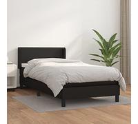 Owoxanthellate Lit à sommier tapissier noir 90 x 200 cm avec cuir synthétique, tête de lit réglable, matelas à ressorts ensachés et surmatelas, chambre d'amis/d'adolescent
