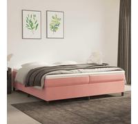 Owoxanthellate Lit à sommier tapissier rose 200 x 200 cm en velours avec matelas à ressorts ensachés et surmatelas 203 x 200 x 35 cm Soutien mi-dur Design moderne pour chambre à coucher double