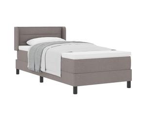 Owoxanthellate Lit à sommier tapissier taupe, 90 x 190 cm, lit simple, cadre en bois de pin massif, tête de lit réglable en hauteur, avec matelas et surmatelas