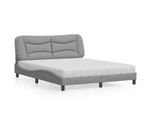 Owoxanthellate Lit avec matelas Hvar gris clair, 160 x 200 cm, en tissu moderne, avec tête de lit, sommier à lattes et mousse froide H2 H3, pour chambre à coucher, chambre d'amis