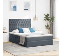 Owoxanthellate Lit capitonné, 140 x 200 cm, avec espace de rangement LED RVB et matelas, gris foncé, design moderne, pour chambre à coucher, chambre d'adolescent