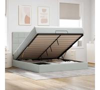 Owoxanthellate Lit capitonné, 160 x 200 cm, avec matelas à ressorts ensachés, espace de rangement, gris clair, en velours, ascenseur hydraulique, confortable, design moderne, pour chambre à coucher