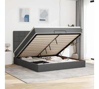 Owoxanthellate Lit capitonné, 160 x 200 cm, avec matelas à ressorts ensachés, gris foncé, cadre de lit ottoman avec espace de rangement, élévateur hydraulique pour chambre à coucher, chambre d'amis