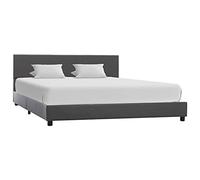 Owoxanthellate Lit capitonné, 160 x 200 cm, en cuir synthétique, gris, avec tête de lit, design moderne, construction robuste en MDF, assemblage facile, pour matelas de 200 x 160 cm