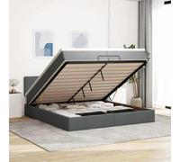 Owoxanthellate Lit capitonné, 200 x 200 cm, gris foncé, avec matelas à ressorts ensachés et grand espace de rangement hydraulique, pour chambre à coucher, chambre d'amis