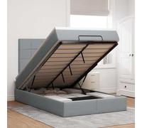 Owoxanthellate Lit capitonné, gris clair, avec matelas à ressorts ensachés, 120 x 190 cm, espace de rangement, élévateur hydraulique, pour chambre d'adolescent et chambre d'amis