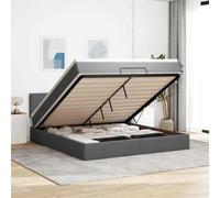 Owoxanthellate Lit capitonné, gris foncé, 180 x 200 cm, avec matelas à ressorts ensachés, éclairage LED, espace de rangement hydraulique, design moderne, pour chambre à coucher et chambre d'amis