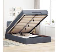 Owoxanthellate Lit capitonné, gris foncé, avec matelas, 120 x 200 cm, boîte en velours, LED, espace de rangement hydraulique, ressorts ensachés, design moderne, pour chambre à coucher et chambre