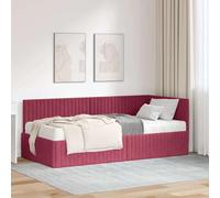Owoxanthellate Lit d'angle en velours vert 194 x 94 x 72 cm avec matelas et tête de lit murale - Design moderne pour chambre à coucher, chambre d'amis, studio