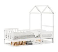 Owoxanthellate Lit de jour, 80 x 200 cm, avec structure de toit en pin massif, blanc, canapé-lit, pour chambre d'enfant et salon, lit simple avec espace de rangement