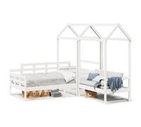 Owoxanthellate Lit de jour, 80 x 200 cm, blanc, en pin massif, avec banc et toit ergonomiques, design moderne, robuste et durable, pour salon, chambre à coucher et chambre d'amis
