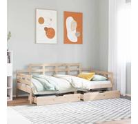 Owoxanthellate Lit de jour, 80 x 200 cm, en pin massif, 2 en 1, avec 2 tiroirs, roulettes, espace de rangement rustique pour salon, chambre d'amis