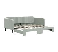Owoxanthellate Lit de jour extensible 90 x 190 cm - Canapé-lit avec lit gigogne en velours - Lit fonctionnel 2 en 1 pour chambre d'amis et salon - Lit rembourré solide moderne en gris clair
