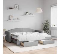 Owoxanthellate Lit de jour, extensible, gris clair, 80 x 200 cm, en tissu, avec 2 tiroirs, matelas pliant, 223 x 90 x 75 cm, design moderne, durable, pour salon, chambre à coucher, chambre d'amis